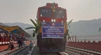 Manipur celebrates as first train head engine reaches Khongshang station