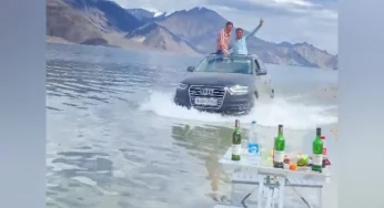 Video shocker: Drunk tourists drive around Audi in Ladakh’s pristine Pangong Lake