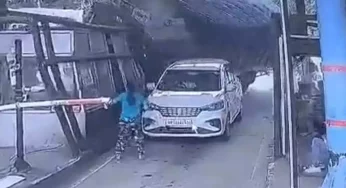 Video: Young woman risks own life to save worker as speeding truck crashes into toll booth on Dehradun highway
