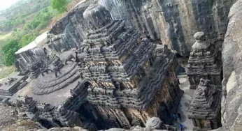 Lift being installed in Ellora Caves for ease of tourists