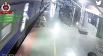 Alert Railway cop saves girl from being crushed under train in Kerala