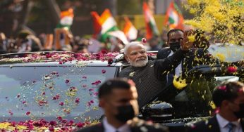 Massive rally of BJP workers greets PM Modi at grand roadshow in Delhi ahead of party meet