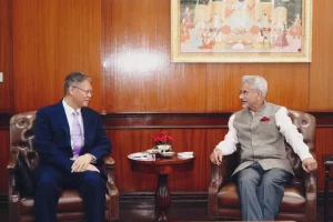 Chinese envoy Xu Feihong calls on External Affairs Minister S Jaishankar in Delhi