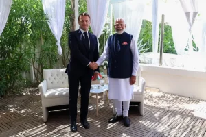 PM Modi holds bilateral meeting with French President Macron on sidelines of G7 Summit