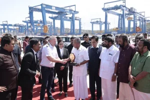 Milestone moment in India’s maritime history, mothership ‘San Fernando’ berths at Vizhinjam port