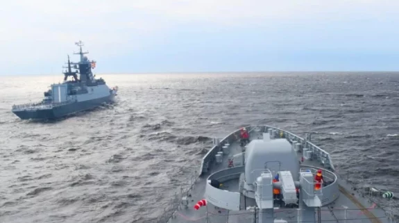 Indian warship holds exercise with Russian Navy in St Petersburg