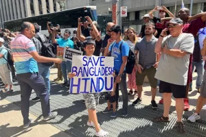 Protests erupt in Downtown Toronto over violence against Hindus in Bangladesh