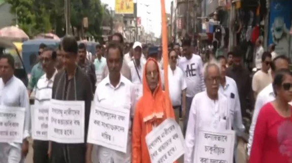 Forum for Protection of Minorities in Bangladesh holds protest march in Agartala