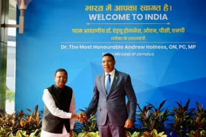 Jamaican PM Andrew Holness arrives in New Delhi on his maiden visit