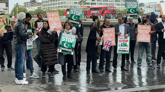 Jammu and Kashmir diaspora hold protest outside UK Parliament, condemn Pakistan’s “state-sponsored terrorism”