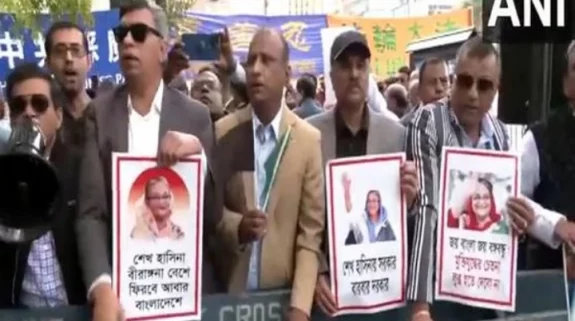 Protests erupt outside UN headquarters as Muhammad Yunus addresses UNGA