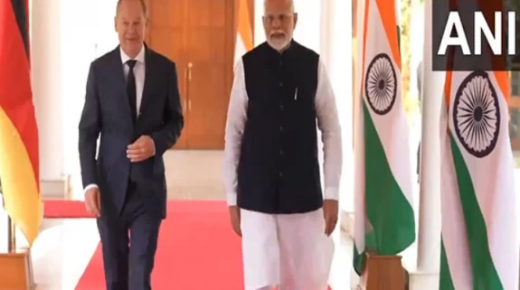 German Chancellor Olaf Scholz meets Prime Minister Narendra Modi in Delhi