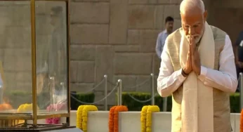 PM Modi, Om Birla pay floral tributes to Mahatma Gandhi on his 155th birth anniversary at Rajghat