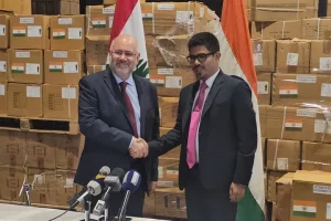 India hands over first tranche of humanitarian assistance to Lebanon