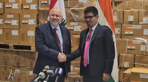 India hands over first tranche of humanitarian assistance to Lebanon