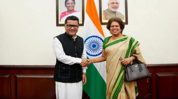 MoS Margherita thanks High Commissioner Senewiratne for deepening India-Sri Lanka ties