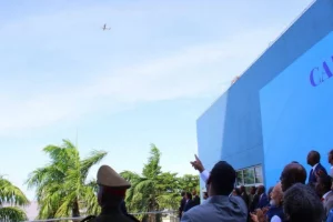 Indian Dornier 228 aircraft flypast on the sidelines of India-CARICOM Summit