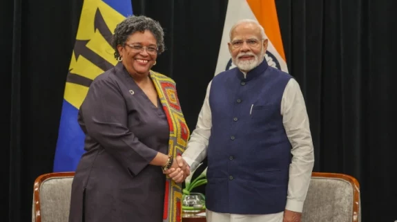 PM Modi holds meeting with Barbados PM Mottley, expresses gratitude on receiving ‘Honorary Order of Freedom of Barbados’