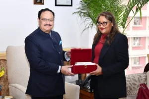 WHO South-East Asia Regional Director Saima Wazed meets JP Nadda, talks focus on women, children