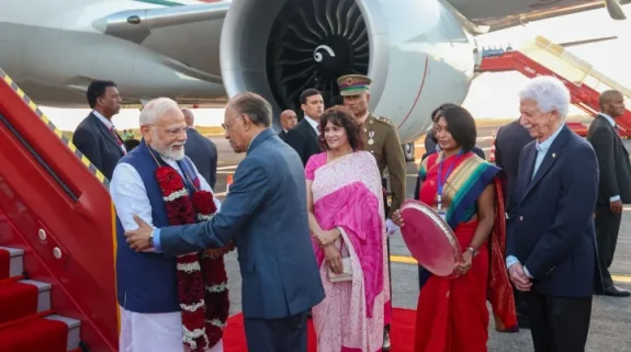 “Wonderful opportunity to engage with valued friend,” says PM Modi on arrival in Mauritius