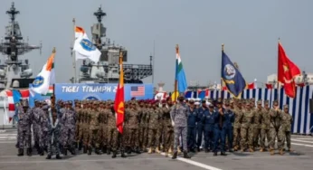 India-US forces aboard INS Jalashwa for opening of Exercise Tiger Triumph 2025