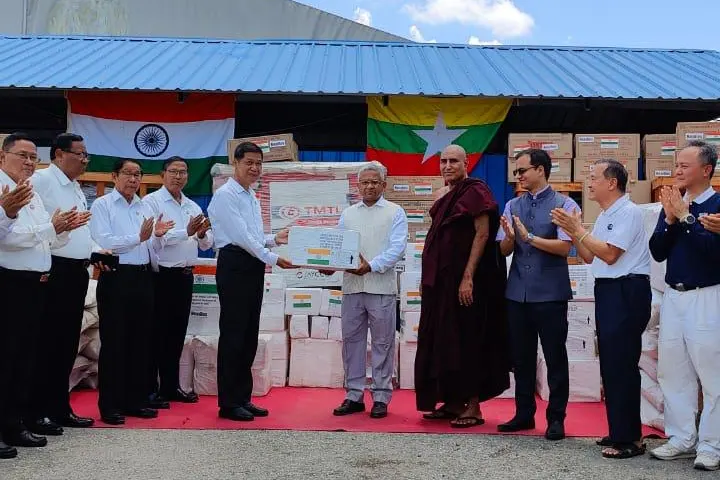 India hands over fresh relief consignment to Myanmar under Operation Brahma