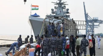 Indian Navy Ships arrive in Yangon with relief assistance