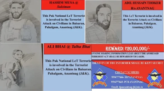 J-K: Two Pakistani Laskhar terrorists, one JK local operative identified as men behind Pahalgam Attack