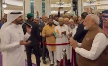 PM Modi interacting with the Indian community in Saudi Arabia